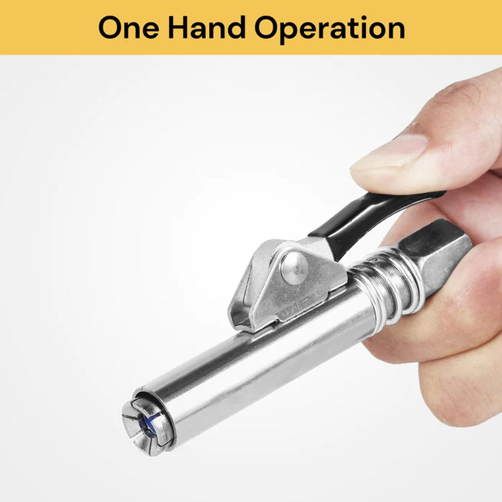 Universal Grease Gun Coupler – Quick Release Locking Grease Nozzle Heavy Duty Connector