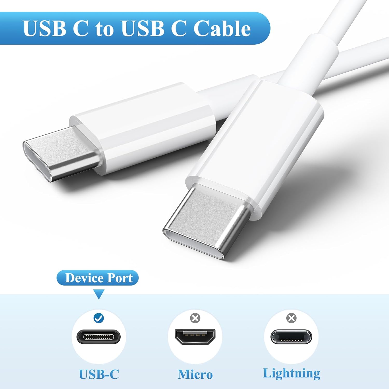 ⚡ ACDC 2-Pack 1 M USB-C to USB-C Charge & Sync Cable – White