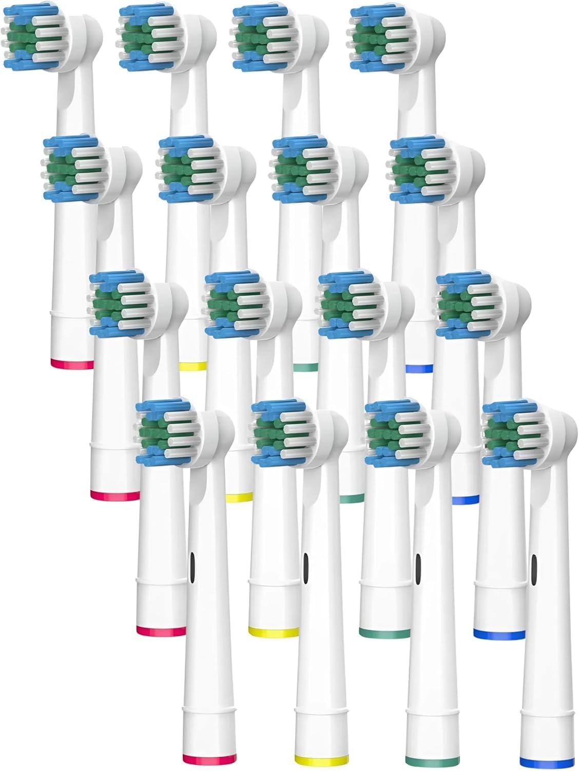 20Pcs Pack Electric Toothbrush Replacement Heads – Soft Bristles, Multi-Colour Rings