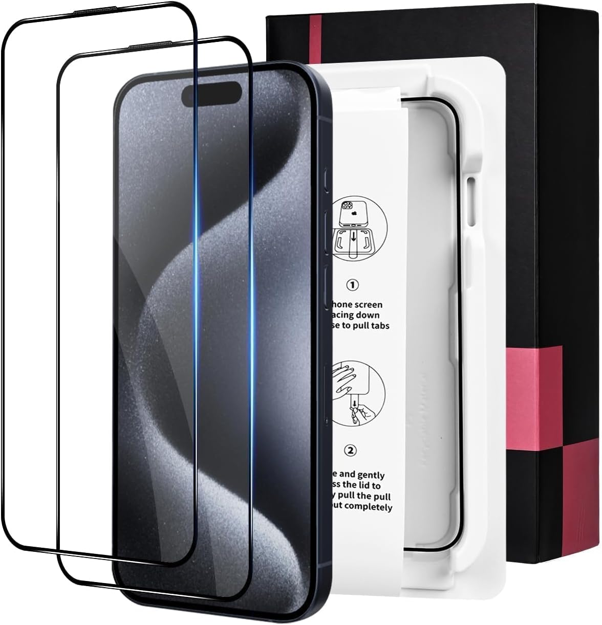 For iPhone (2-Pack)  Screen Protector , Bubble-and-Dust-Free iPhone HD Tempered Glass, Durable and Drop-Proof with 9H Hardness, Easy Installation.