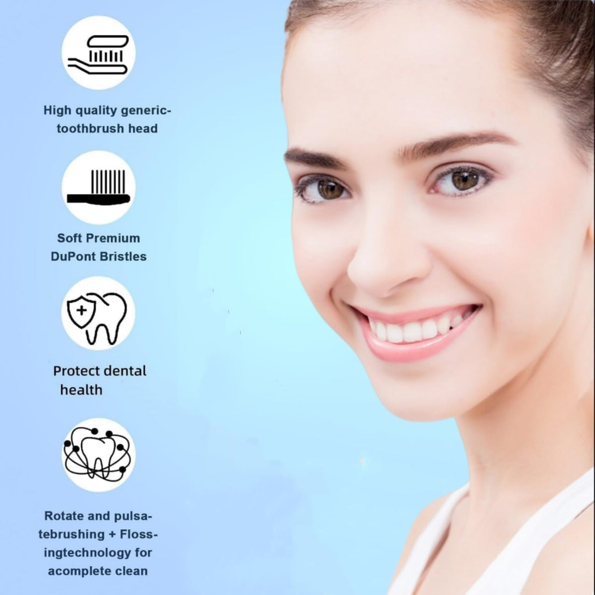 20Pcs Pack Electric Toothbrush Replacement Heads – Soft Bristles, Multi-Colour Rings