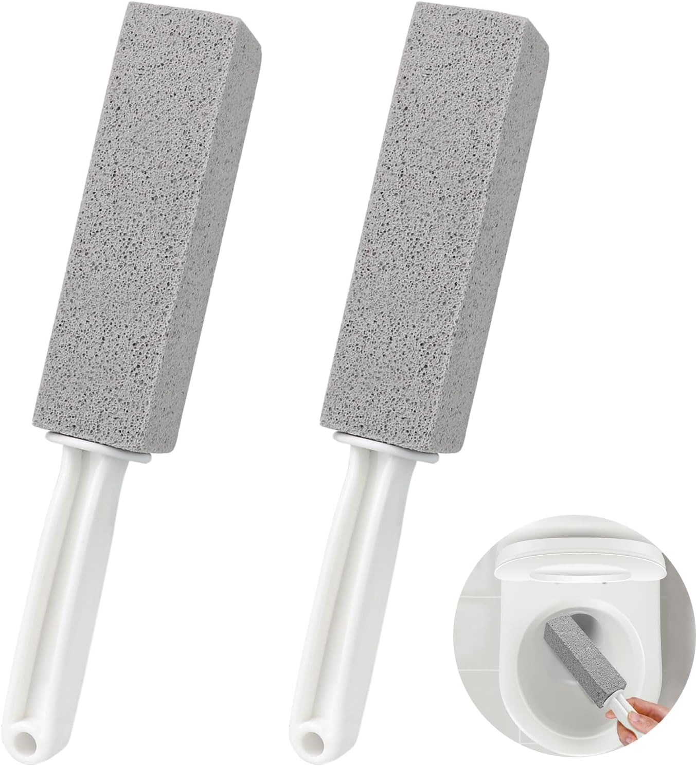 2 Pack Pumice Cleaning Stone with Handle – Toilet Bowl & Hard Water Stain Remover