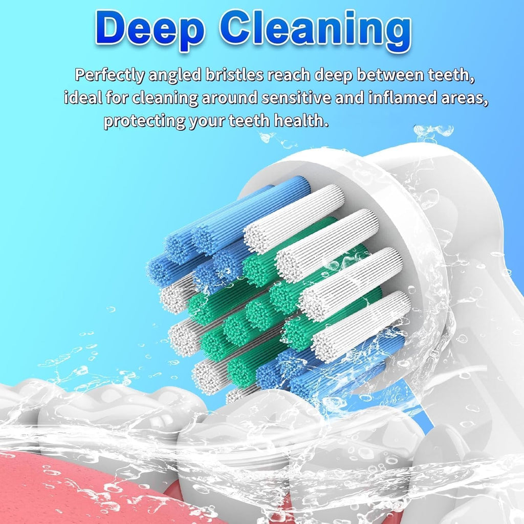 20Pcs Pack Electric Toothbrush Replacement Heads – Soft Bristles, Multi-Colour Rings