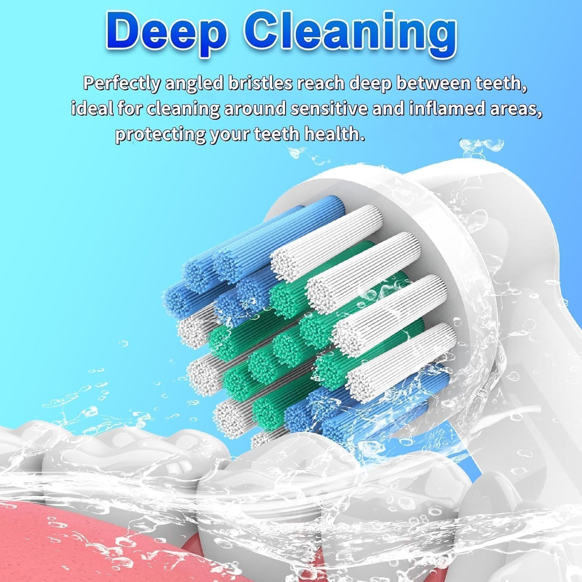 20Pcs Pack Electric Toothbrush Replacement Heads – Soft Bristles, Multi-Colour Rings
