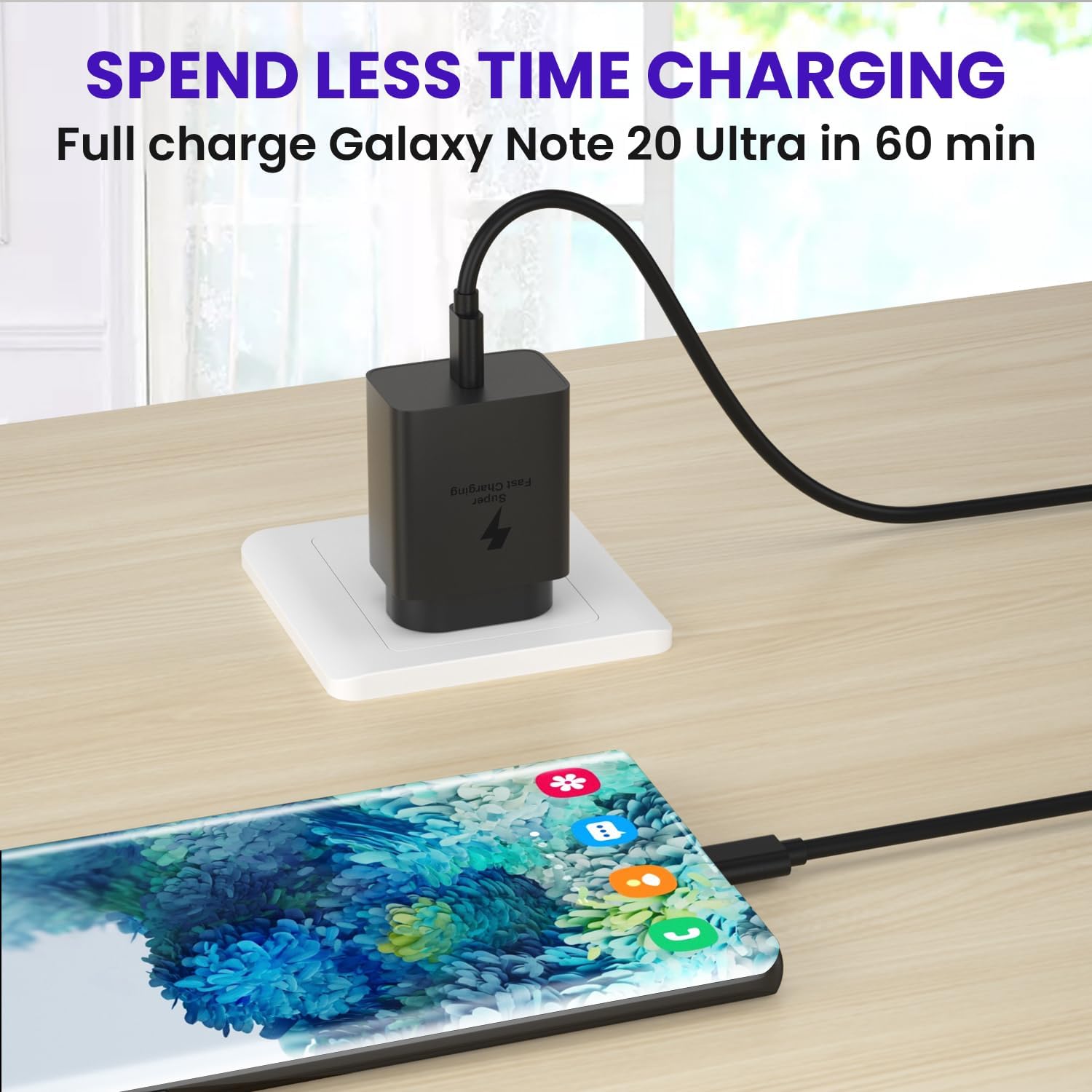 ⚡ ACDC 45W USB-C Fast Charger with 1 M Cable – High-Speed Android & Samsung Charging Adapter