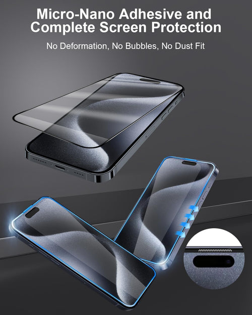 For iPhone (2-Pack)  Screen Protector , Bubble-and-Dust-Free iPhone HD Tempered Glass, Durable and Drop-Proof with 9H Hardness, Easy Installation.