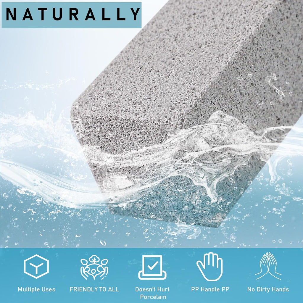 2 Pack Pumice Cleaning Stone with Handle – Toilet Bowl & Hard Water Stain Remover