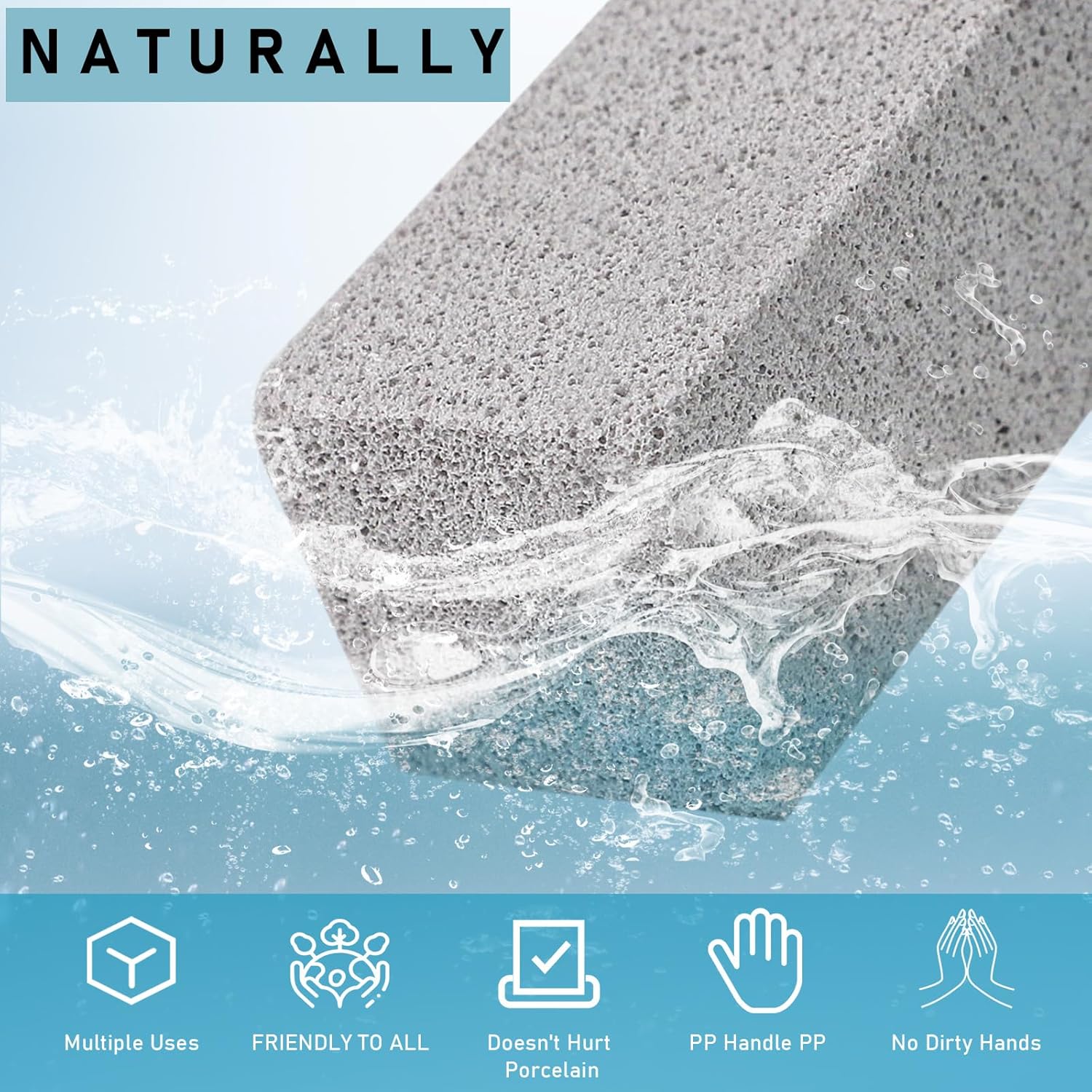 2 Pack Pumice Cleaning Stone with Handle – Toilet Bowl & Hard Water Stain Remover