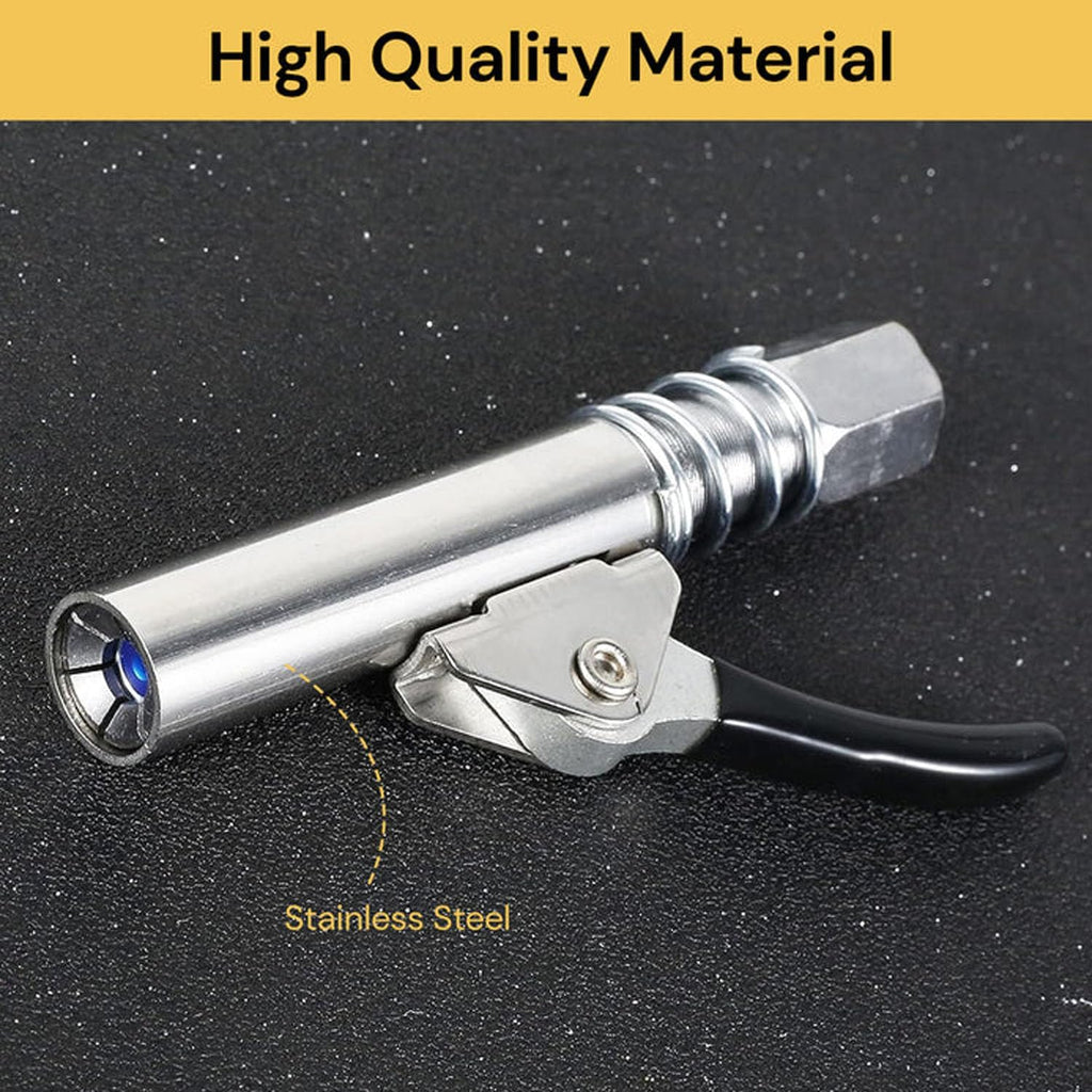 Universal Grease Gun Coupler – Quick Release Locking Grease Nozzle Heavy Duty Connector