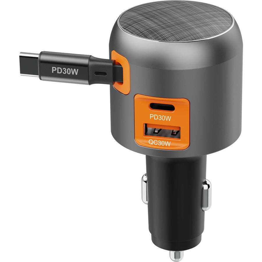 🔌 ACDC 60W 3-in-1 Car Charger with 70 mm Retractable Cable (PD + Dual Ports)