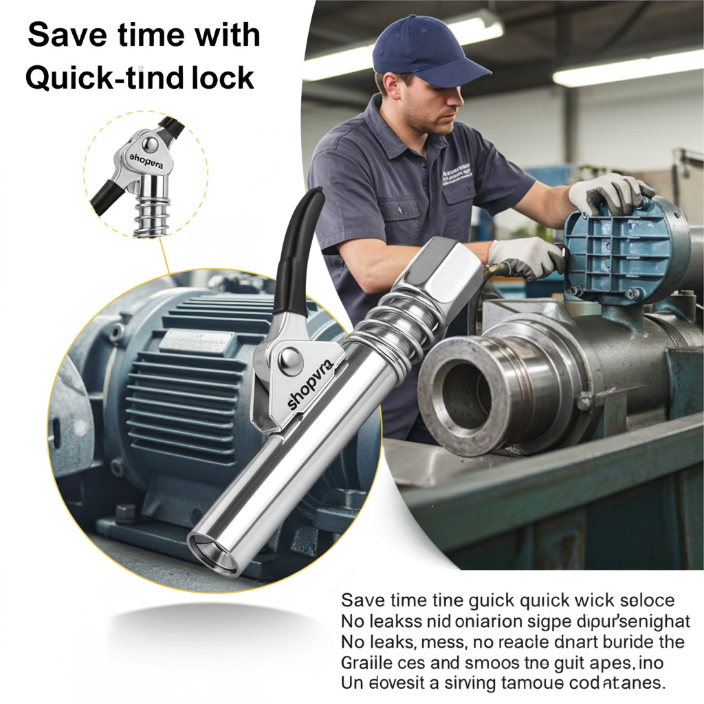 Universal Grease Gun Coupler – Quick Release Locking Grease Nozzle Heavy Duty Connector